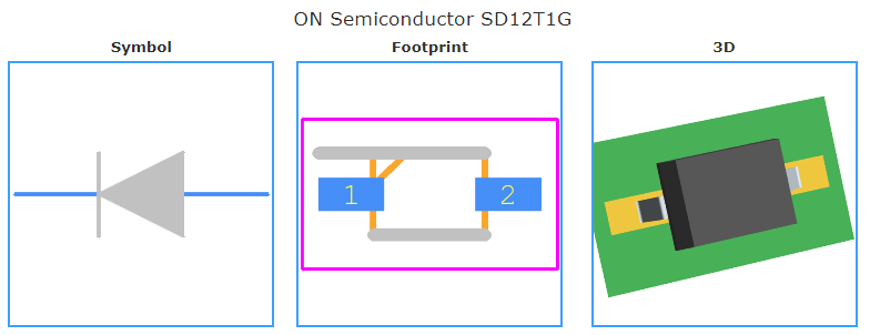 SD12T1G引脚图和PCB焊盘图
