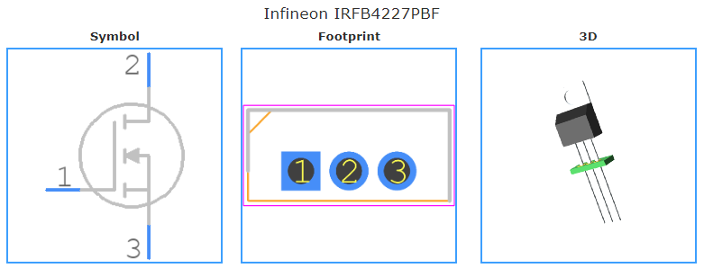 IRFB4227PBF引脚图和PCB焊盘图