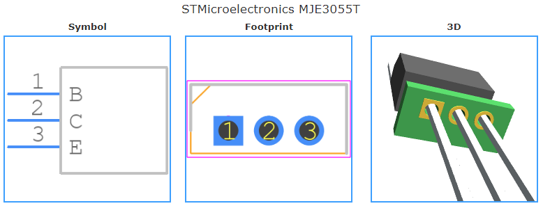 MJE3055T引脚图和PCB焊盘图