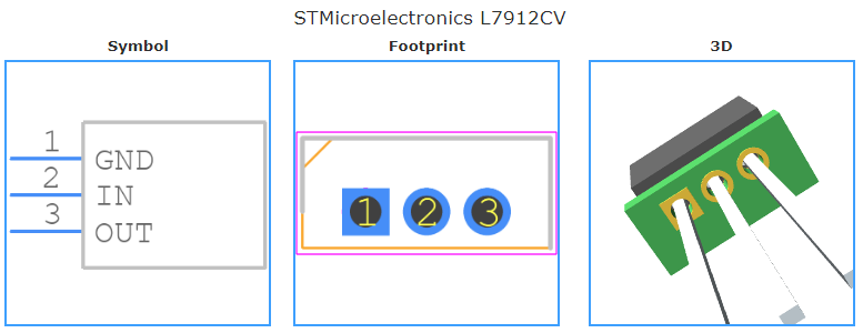 L7912CV引脚图和PCB焊盘图