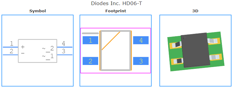 HD06-T引脚图和PCB焊盘图