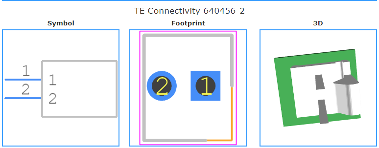 640456-2引脚图和PCB焊盘图