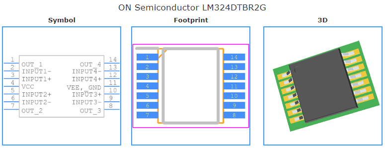 LM324DTBR2G引脚图和PCB焊盘图