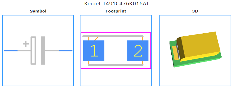 T491C476K016AT引脚图和PCB焊盘图