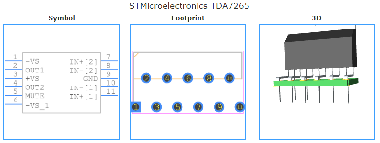 TDA7265引脚图和PCB焊盘图
