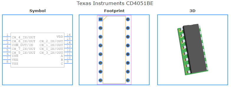 CD4051BE引脚图和PCB焊盘图