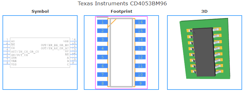 CD4053BM96引脚图和PCB焊盘图
