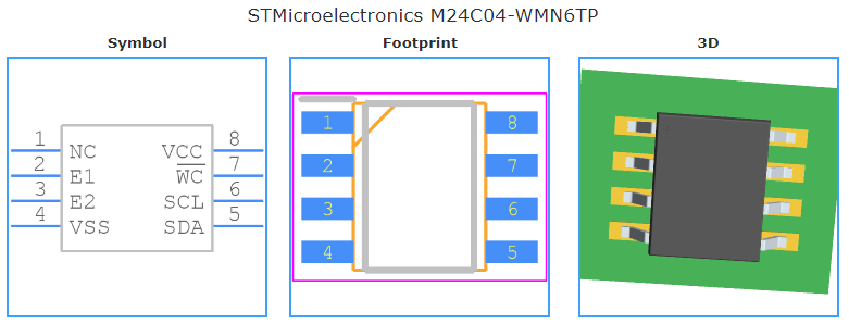 M24C04-WMN6TP引脚图和PCB焊盘图