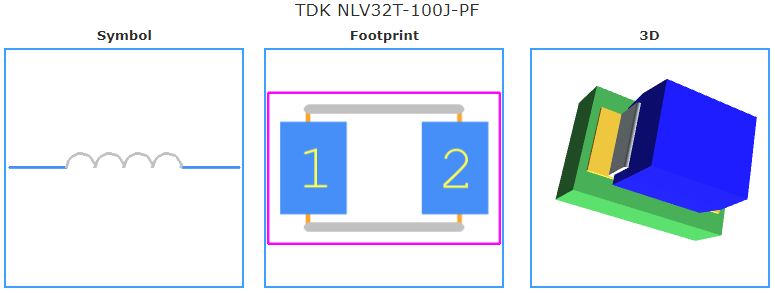NLV32T-100J-PF引脚图和PCB焊盘图