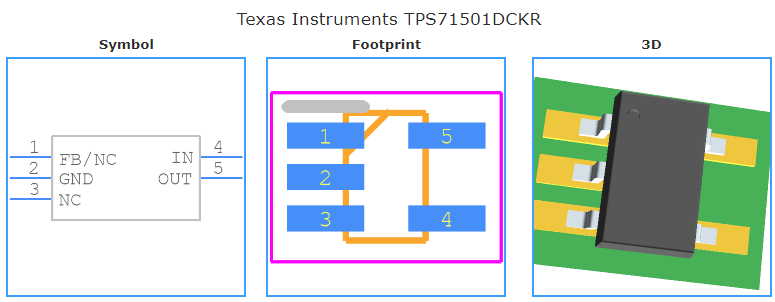 TPS71501DCKR引脚图和PCB焊盘图