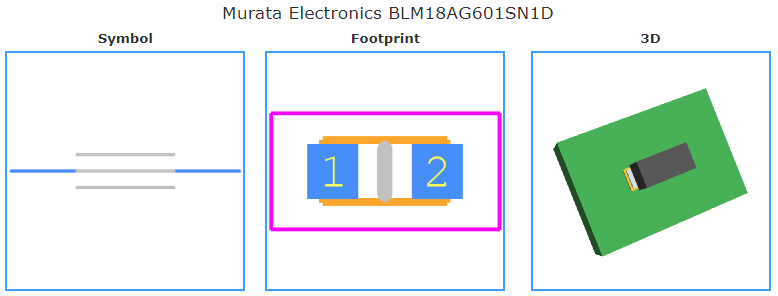 BLM18AG601SN1D引脚图和PCB焊盘图