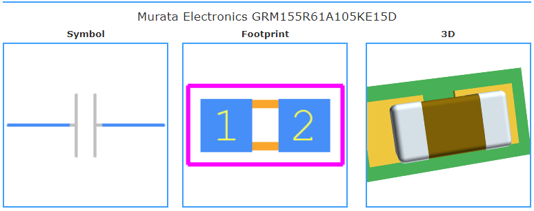 GRM155R61A105KE15D引脚图和PCB焊盘图
