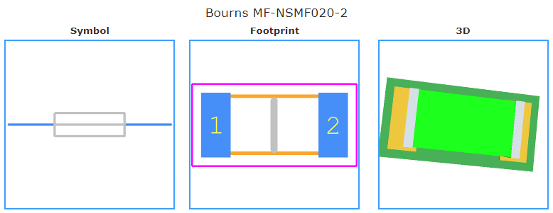 MF-NSMF020-2引脚图和PCB焊盘图
