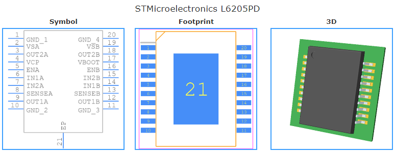L6205PD引脚图和PCB焊盘图