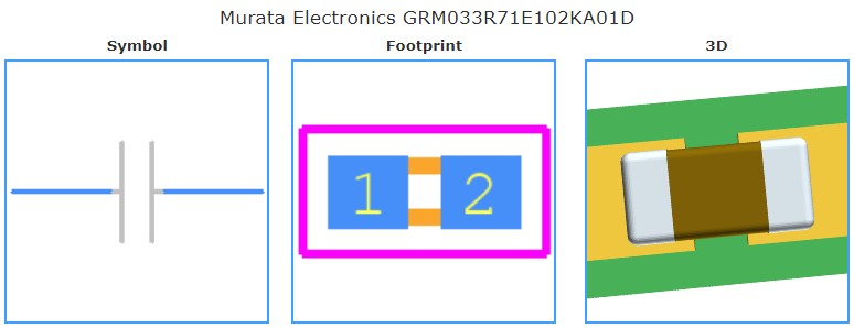 GRM033R71E102KA01D引脚图和PCB焊盘图