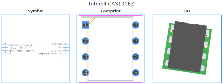 CA3130EZ引脚图和PCB焊盘图