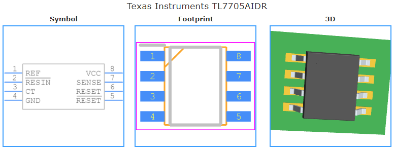 TL7705AIDR引脚图和PCB焊盘图