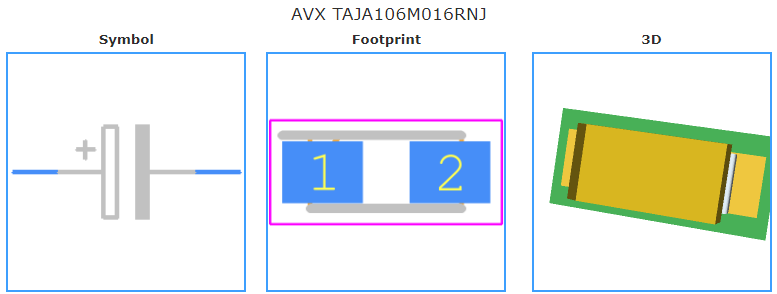 TAJA106M016RNJ引脚图和PCB焊盘图
