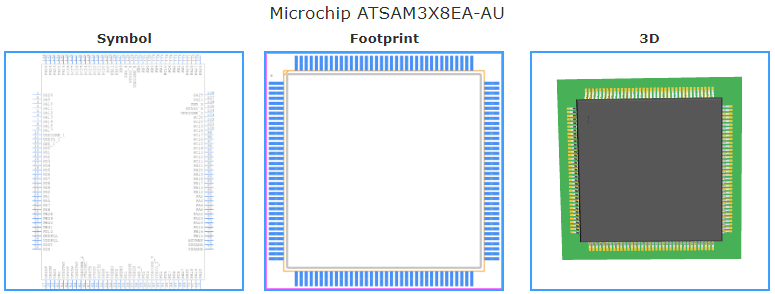 ATSAM3X8EA-AU引脚图和PCB焊盘图