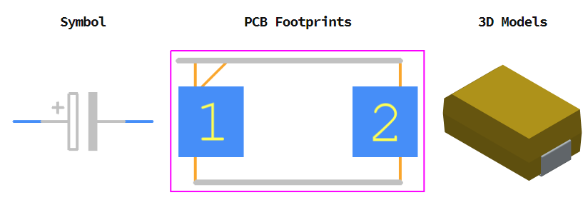 TAJD107M016RNJ引脚图和PCB焊盘图