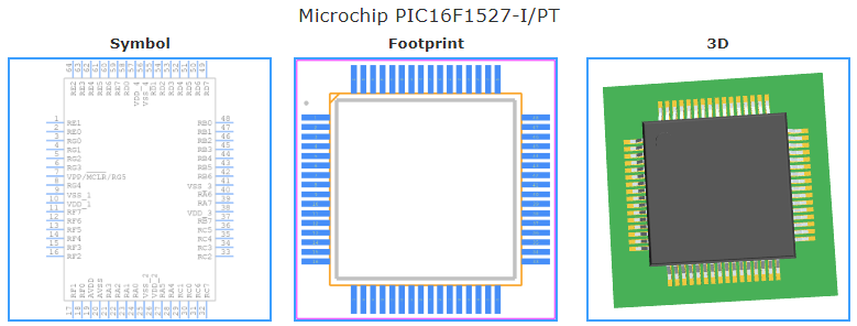 PIC16F1527-I/PT引脚图和PCB焊盘图
