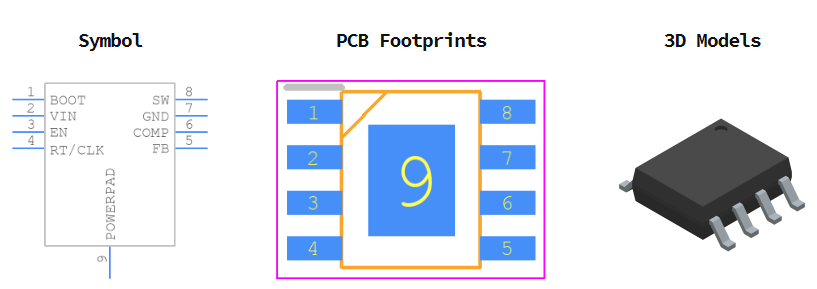 TPS54340DDAR引脚图和PCB焊盘图