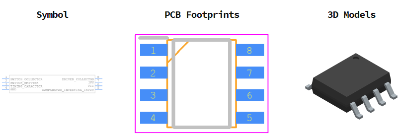 MC33063ADR引脚图和PCB焊盘图