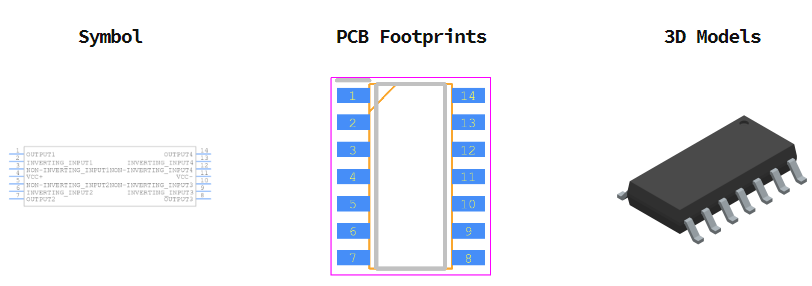 LM2902DT引脚图和PCB焊盘图