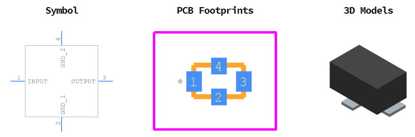 NFM21CC223R1H3D引脚图和PCB焊盘图
