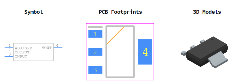 LM1117MPX-5.0/NOPB引脚图和PCB焊盘图
