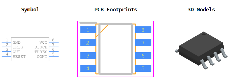 NA555DR引脚图和PCB焊盘图