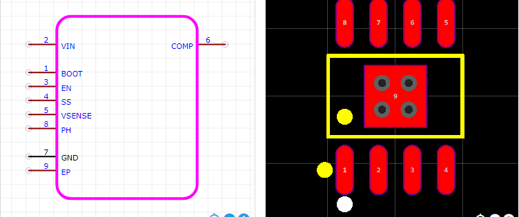TPS54332DDAR引脚图和PCB焊盘图