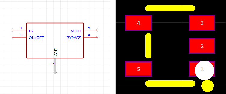 LP2985AIM5-3.3/NOPB引脚图和PCB焊盘图