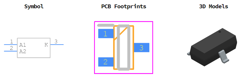 BAT54CLT3G引脚图和PCB焊盘图