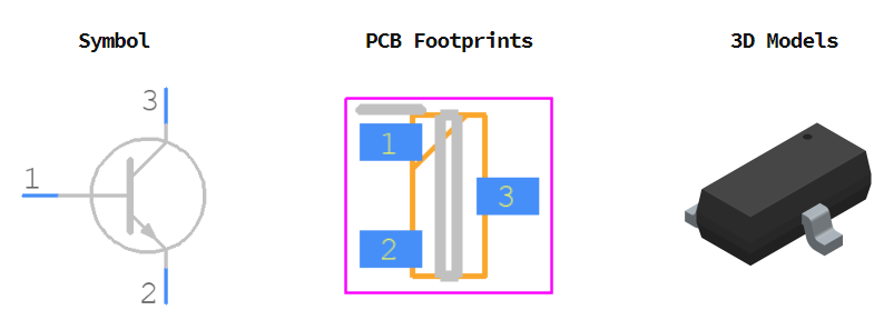 MMBT4401-7-F引脚图和PCB焊盘图