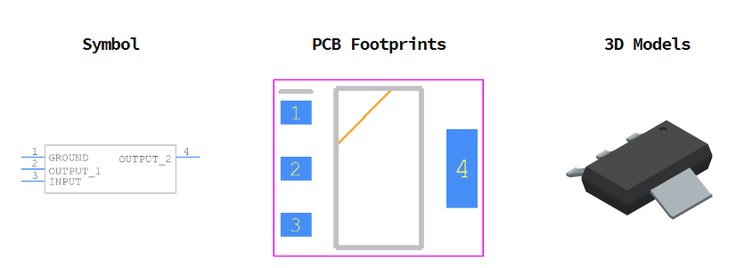 NCV1117ST33T3G引脚图和PCB焊盘图