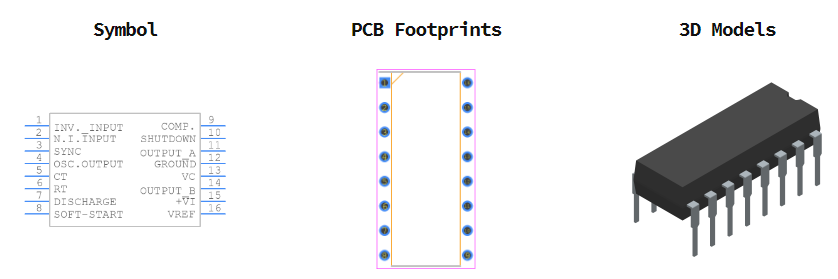 SG3525AN引脚图和PCB焊盘图