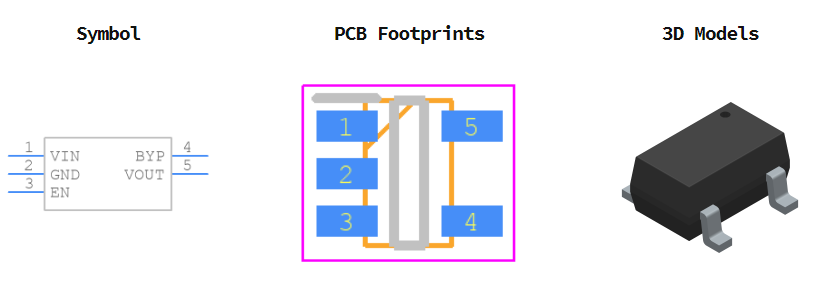 MIC5205-3.3YM5-TR引脚图和PCB焊盘图