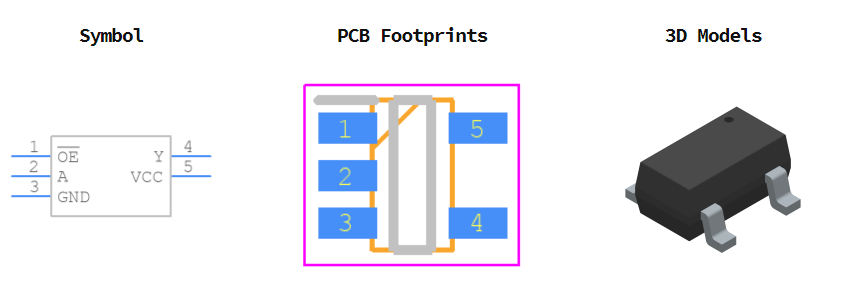 74LVC1G125W5-7引脚图和PCB焊盘图