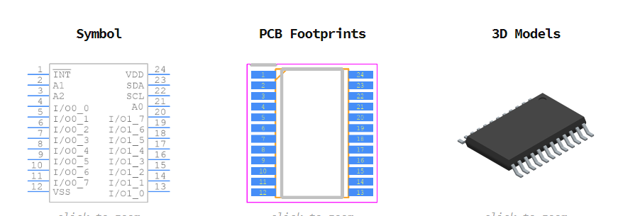 PCA9555PW,118引脚图和PCB焊盘图