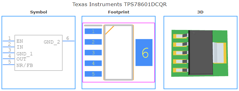 TPS78601DCQR引脚图和PCB焊盘图