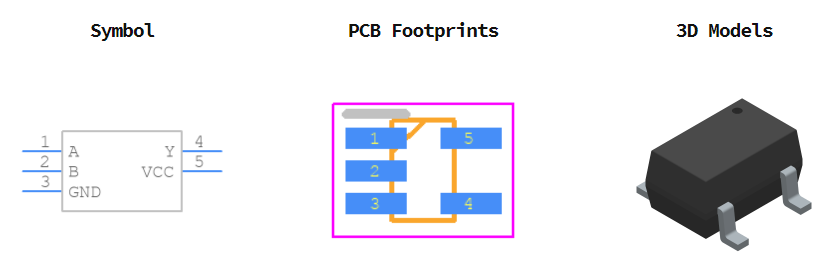 SN74AHC1G08DCKR引脚图和PCB焊盘图