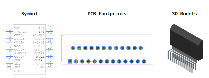 TDA7388引脚图和PCB焊盘图
