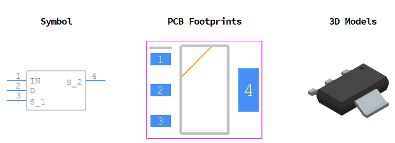 BSP75NHUMA1引脚图和PCB焊盘图