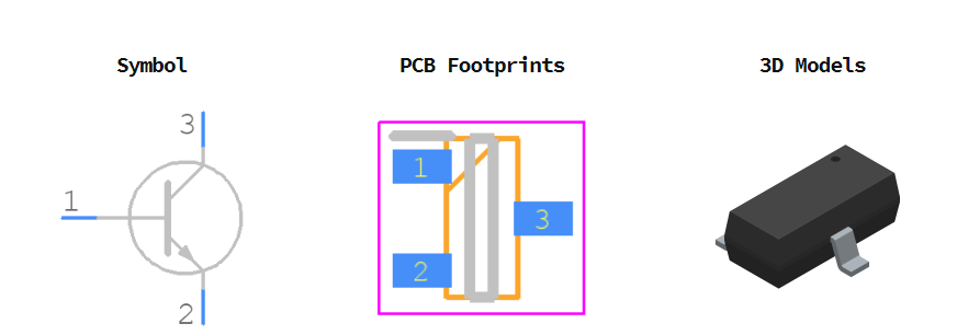 MMBT3904,215引脚图和PCB焊盘图