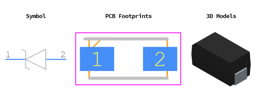 SMAJ5.0A-TR引脚图和PCB焊盘图