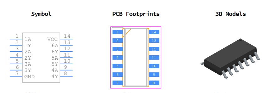 CD74HC14M96引脚图和PCB焊盘图