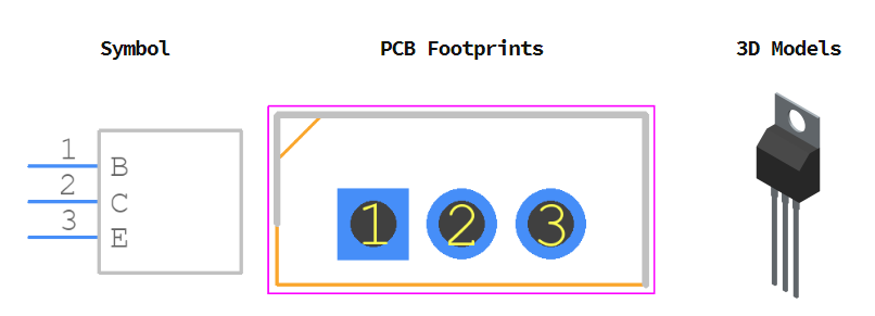 TIP41CG引脚图和PCB焊盘图