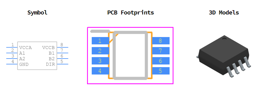 SN74LVC2T45DCTT引脚图和PCB焊盘图