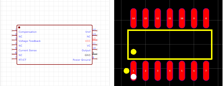UC3842BDR2G引脚图和PCB焊盘图